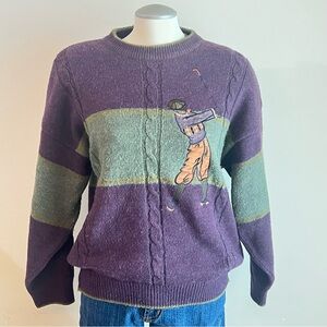 Vintage Marks & Spencer Purple and Green wool blend golfing Crewneck Sweater